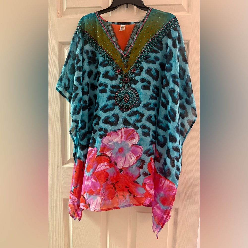 India Boutique Blue and Pink Floral Tunic